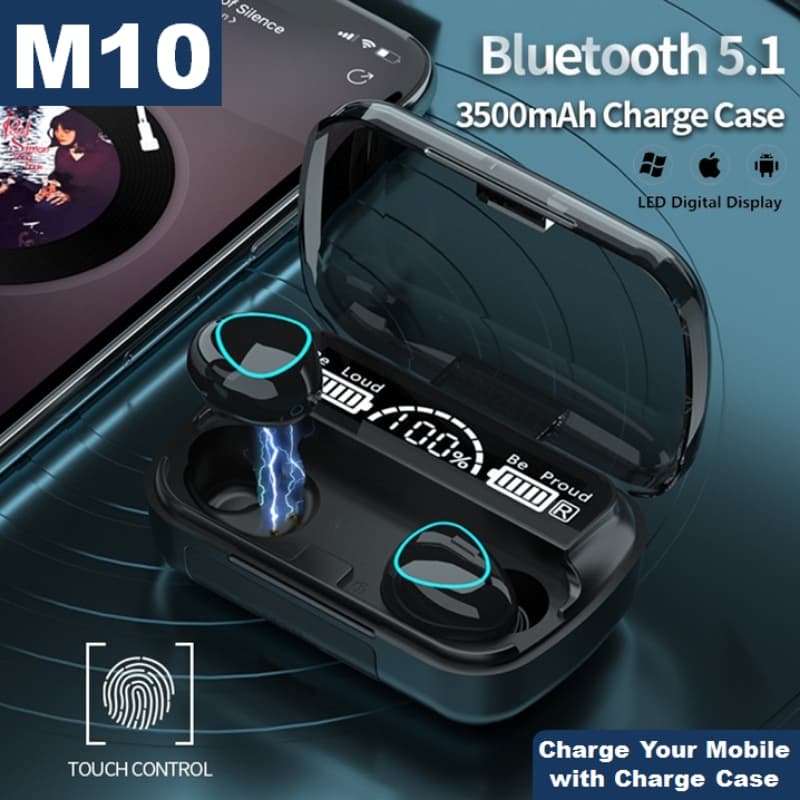 New LED Display TWS M10 Earbuds Wireless Bluetooth Touch Headphones In-Ear Sports Waterproof Bluetooth 5.1 Earbuds For Mobile Phones