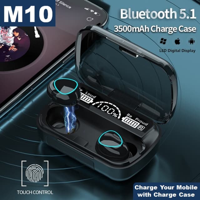 New LED Display TWS M10 Earbuds Wireless Bluetooth Touch Headphones In-Ear Sports Waterproof Bluetooth 5.1 Earbuds For Mobile Phones