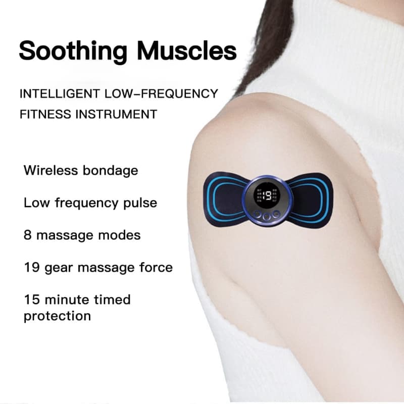 EMS Butterfly Neck Rechargeable Massager Electric Neck Massage EMS Cervical Vertebra Massage Patch for Muscle Pain Relief